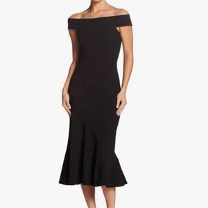Dress The Population Natalia off the shoulder black dress.